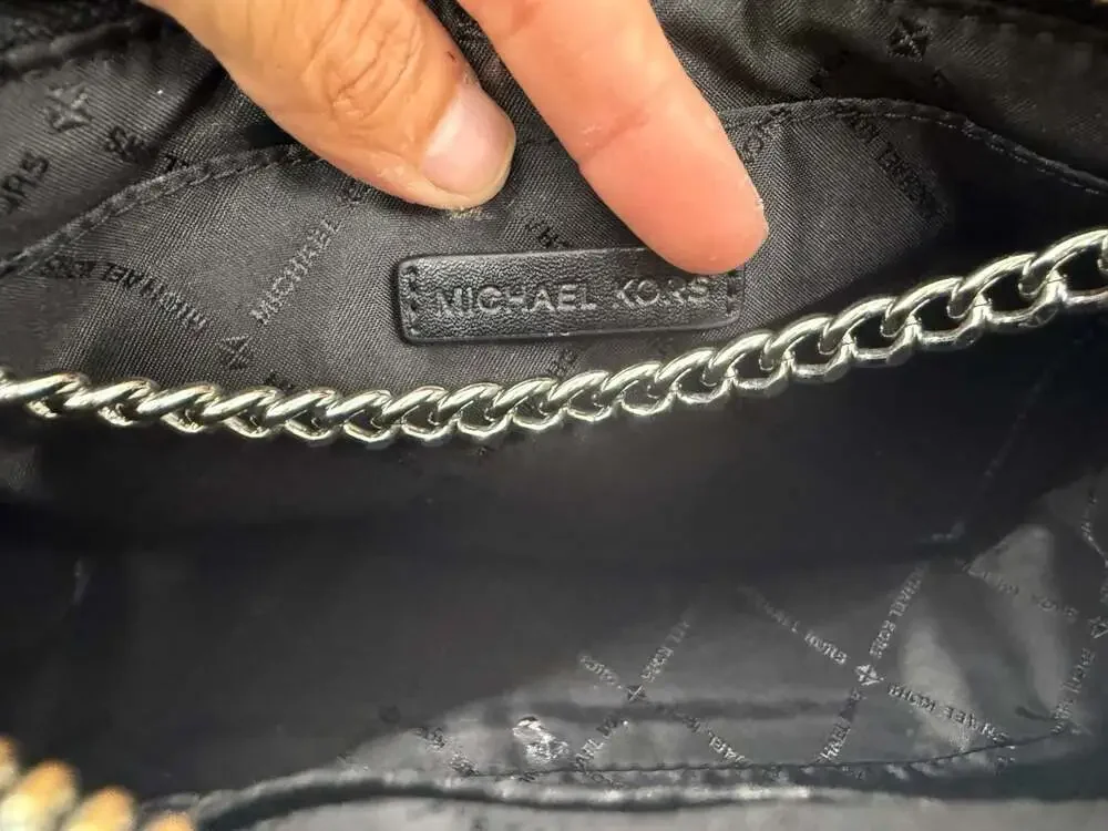 Michael Kors Jet Set Travel Logo Print Zip Pouch with Chain Strap